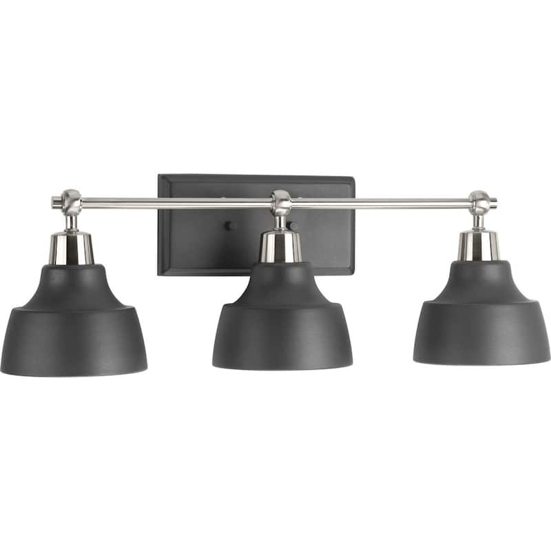 Bramlett 3-light Brushed Nickel/Graphite Metal Shade Bath Vanity Light - 8.120" x 26.620" x 9.620" - 8.120" x 26.620" x 9.620"
