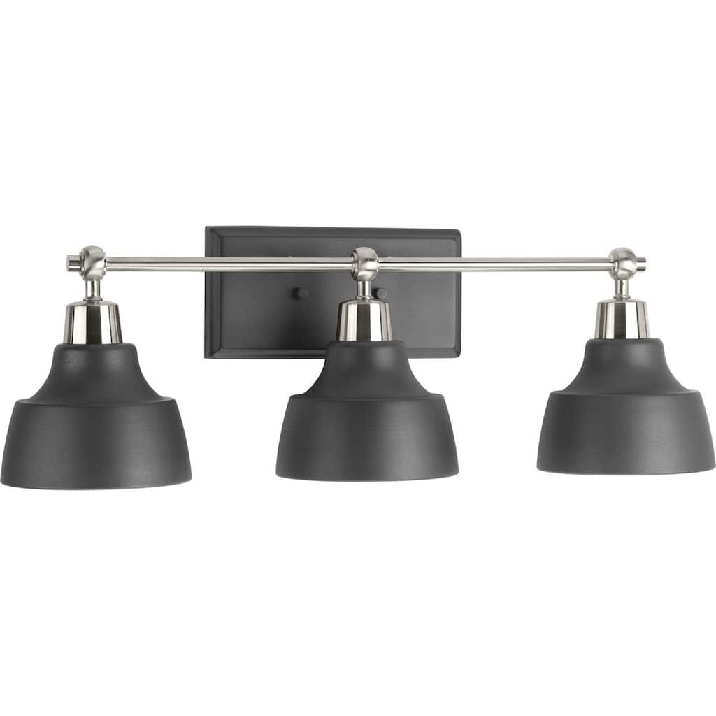 Bramlett 3-light Brushed Nickel/Graphite Metal Shade Bath Vanity Light - 8.120" x 26.620" x 9.620"