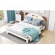 preview thumbnail 4 of 6, Cream White Pine Wood Bear Ears Platform Bed, LED lights, Sturdy Construction