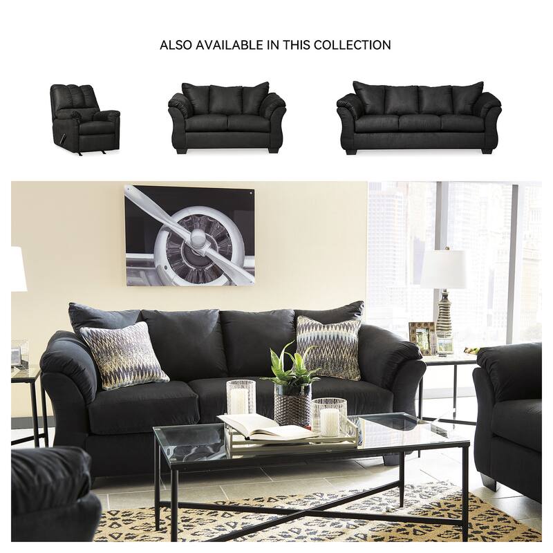 Signature Design by Ashley, Darcy Contemporary Black Sofa