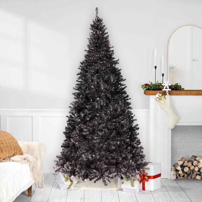 Artificial Tinsel Halloween Tree - 9' - Black - Unlit - 9 Foot