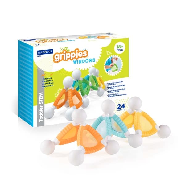 slide 2 of 5, GrippiesĀ® Windows Magnetic STEM Building Set for Toddlers - 24 pc. set - MultiColor