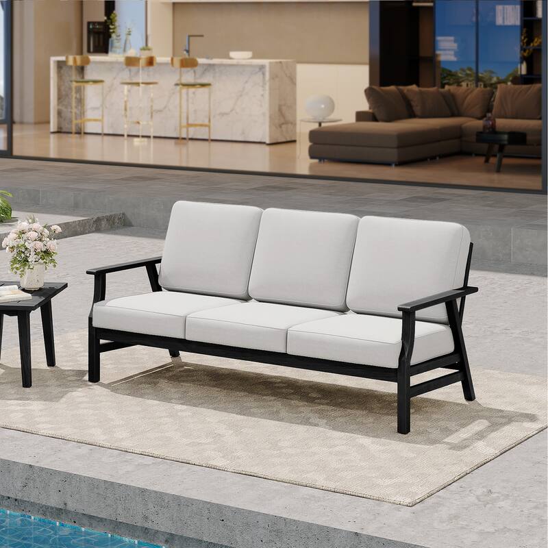 Casual Wood Cushioned 5-Piece Outdoor Patio Conversation Set