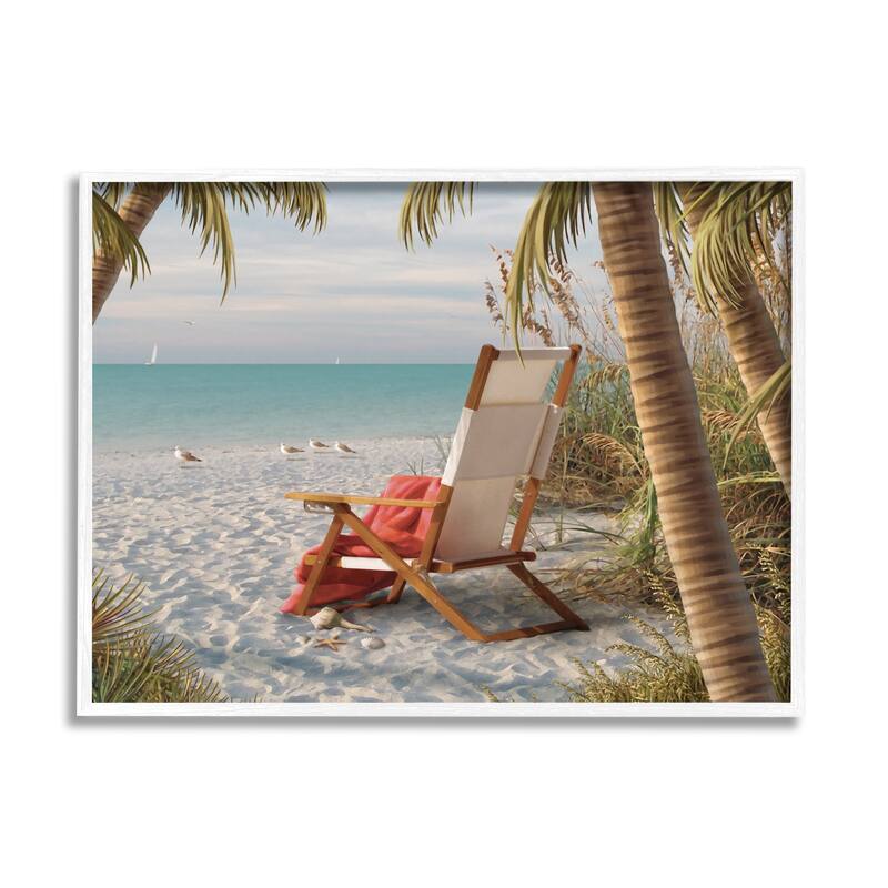 Stupell Tropic Breeze Beach Landscape Framed Giclee Art by Alan Giana - 30 x 24 - White