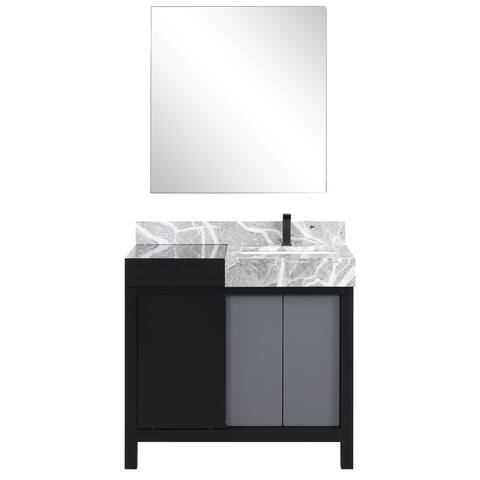 Lexora Zilara Bathroom Vanity Complete Set in Black and Grey with Faucet