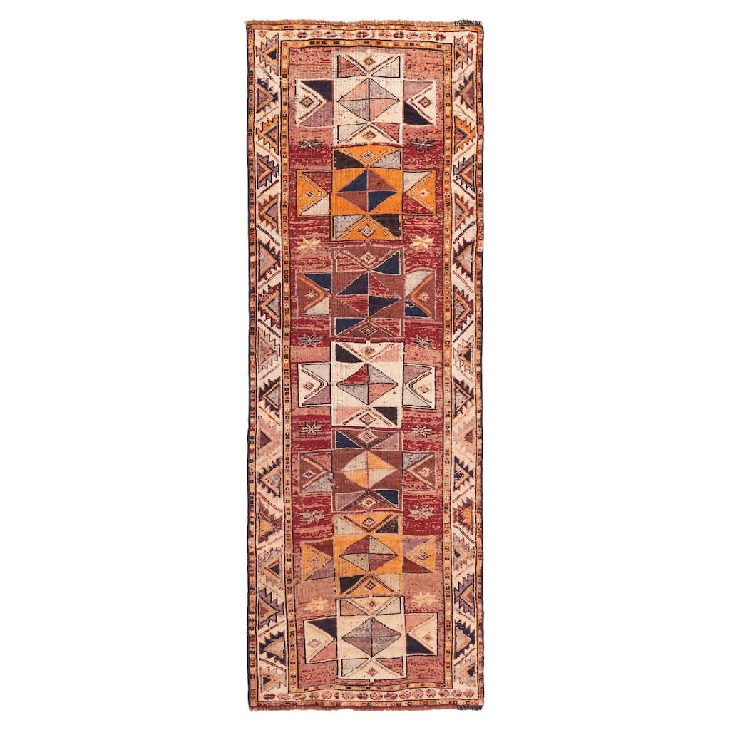 ECARPETGALLERY Hand-knotted Melis Vintage Red Wool Rug - 4'3 x 12'9