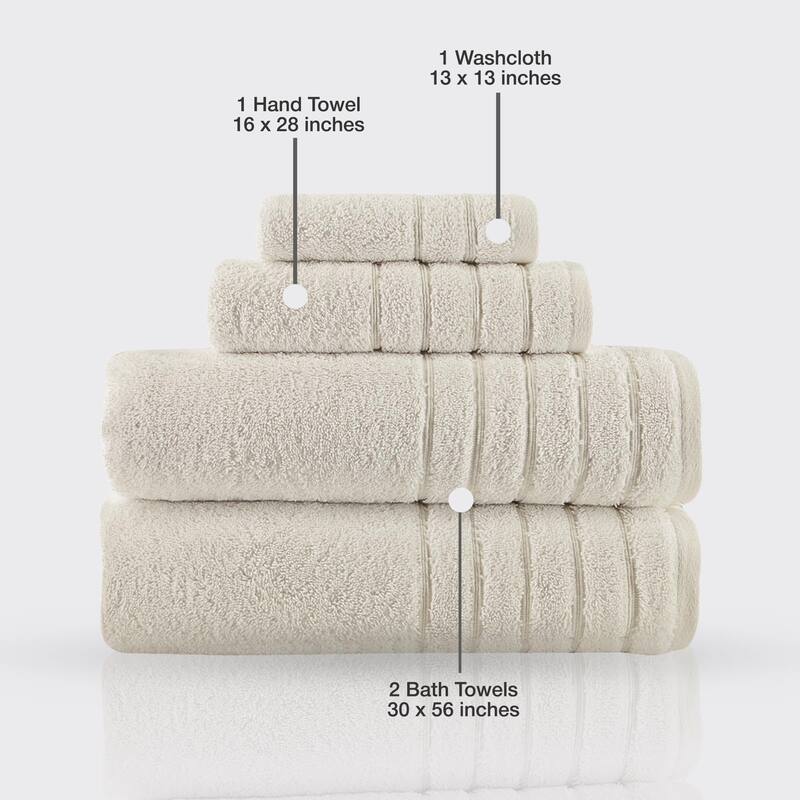 Classic Turkish Towels 4 Piece Cotton Towel Set, Absorbent Hotel & Spa