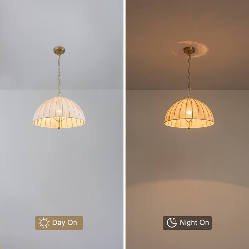 19.69" 1-Light Modern Hanging Pendant Light Fabric Shade Living Space - Dia.20-in