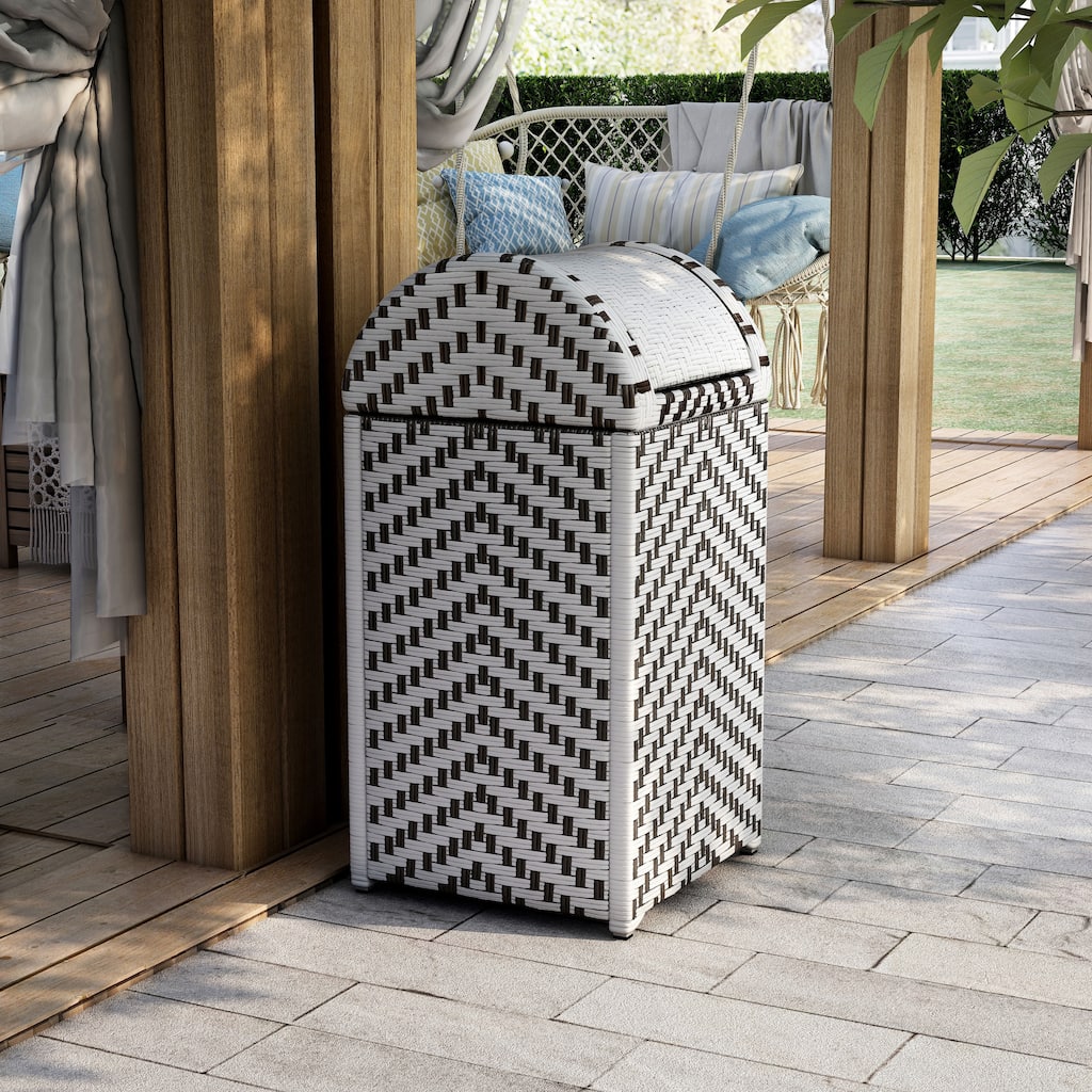 Alat Contemporary Wicker Outdoor Deck Storage Hamper by Furniture of America