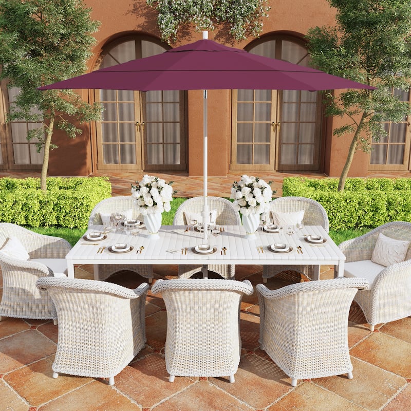 California Umbrella 11' Golden State Series Patio Umbrella White Aluminum Frame Crank Lift Collar Tilt Pacifica Pacific Blue - Purple