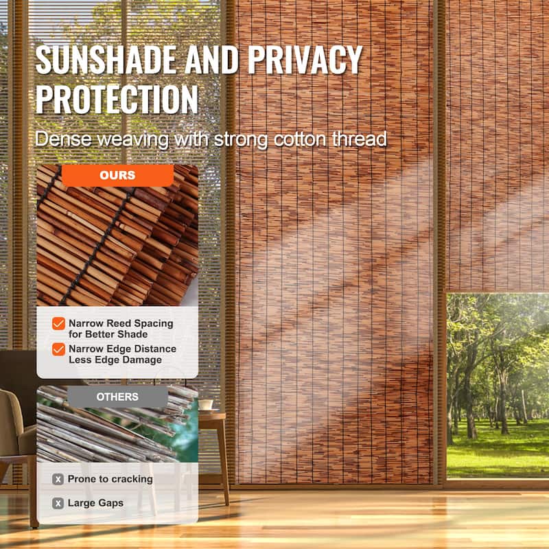 Natural Reed Fencing, Reed Screen Curtain Balcony Reed Fence Roll for Outdoor Backyard Patio, Decorative Fence