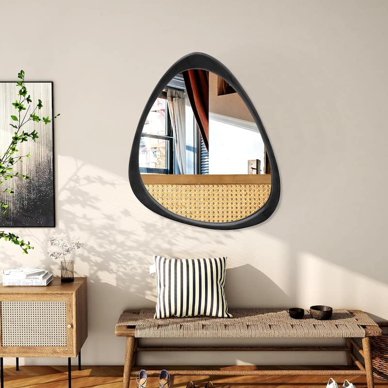 Irregular Mirror Asymmetrical Wood Wall Mirror