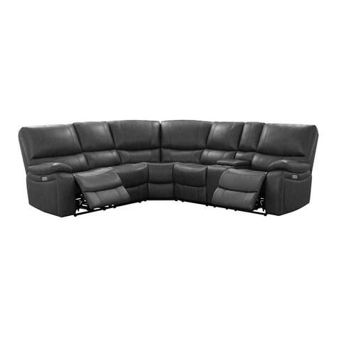 Abbyson Browning Top Grain Leather Power Reclining Sectional