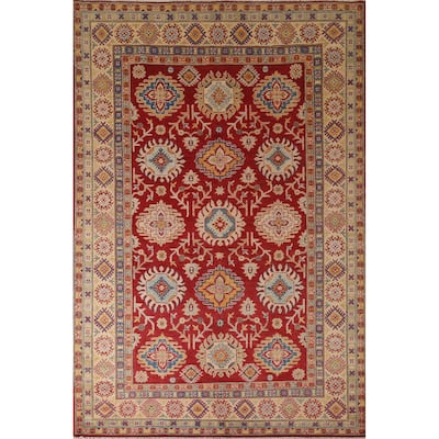 Red Kazak Oriental Area Rug Handmade Living Room Wool Carpet - 6'1" x 8'9"