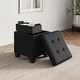 preview thumbnail 91 of 192, Empyrean Tuffted Folding Foot Rest Storage Ottoman Bench with Storage Bins 15 Inch - Black Leather