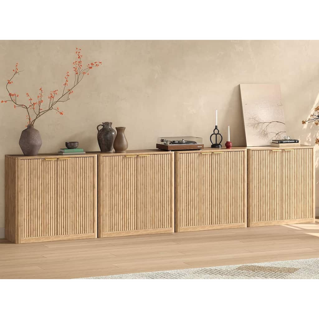 126" Buffet Cabinet with Storage, Fluted Sideboard with Adjustable Shelves for Living Room, Dining Room, Kitchen