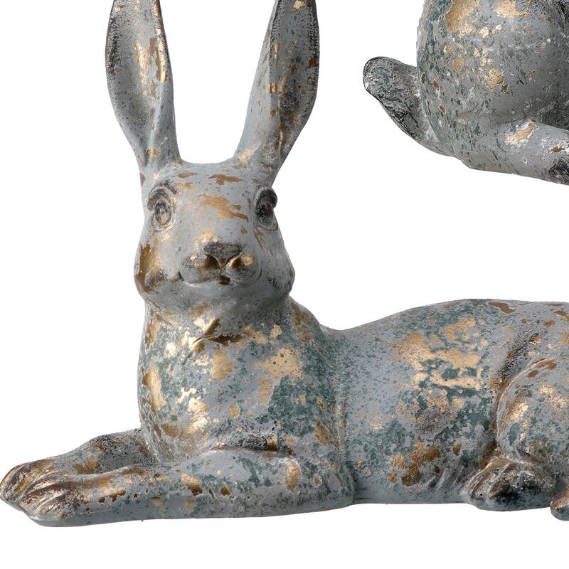 Resin Sit And Lay Rabbit Set of 2