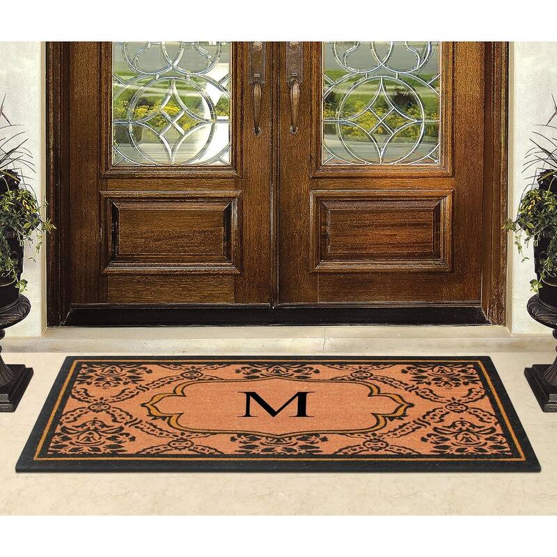 A1HC Uriel Bleached Coir Anti-shred Monogrammed Doormat, 30" X 60"