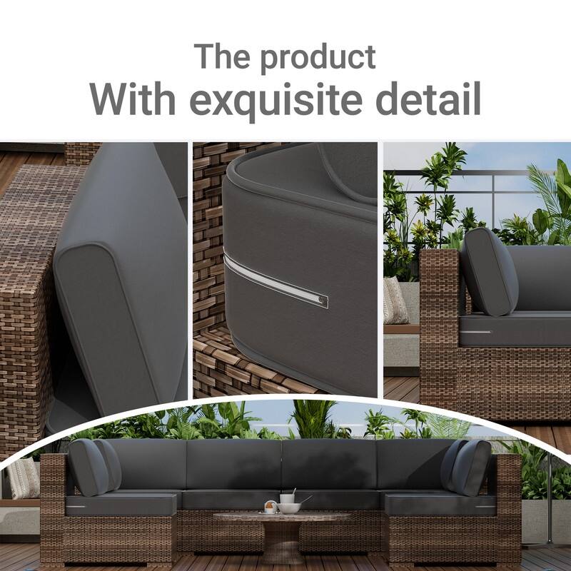 14-Piece Patio Furniture Sofa Cushions, 6-Seater Outdoor Cushion Set (Only Include Cusions，Not Sofa） - 25.6*25.6*4in