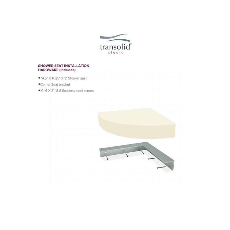 Transolid Studio 14-In X 14-In Solid Surface Wall-Mount Corner Shower Seat - 14.5" x 14.25" x 3"