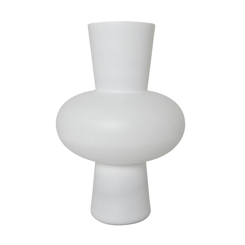 Glass Trumpet Decorative Vase with Wide Rounded Center - Set of 2 Black or White - Roche River Decor