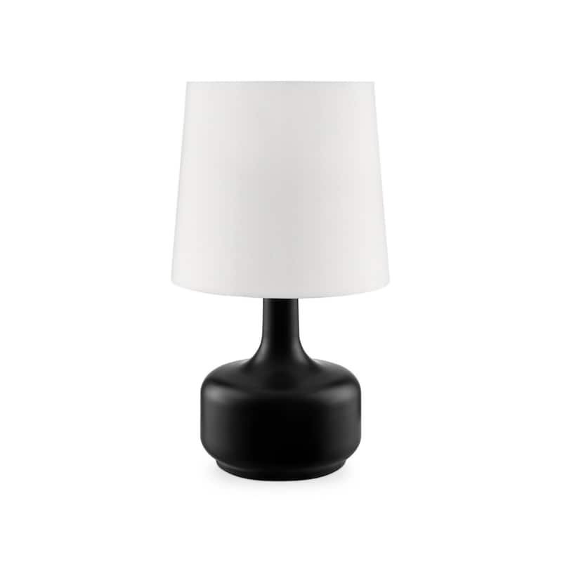 Metal Touch Table Lamp with White Linen Empire Shade - 10” x 10” x 17.25” (D x W x H)