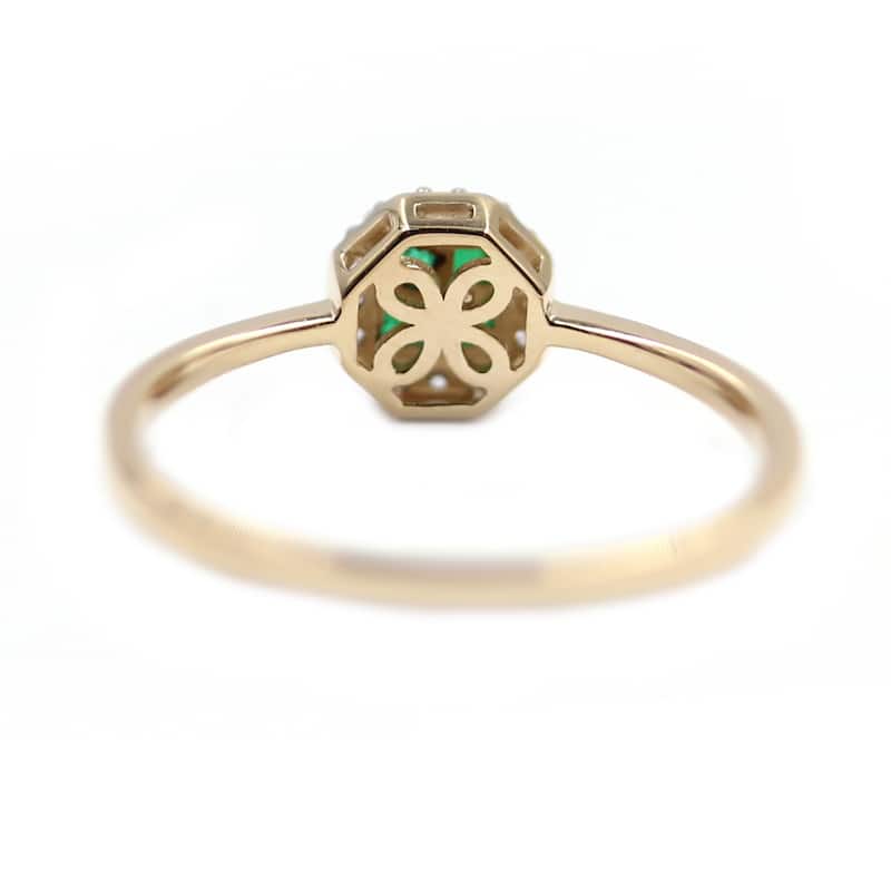 Solid 14k Gold Solitaire Ring-Natural 1.75MM Square Emerald With Diamond H-I Color, I1-I2 Clarity Ring