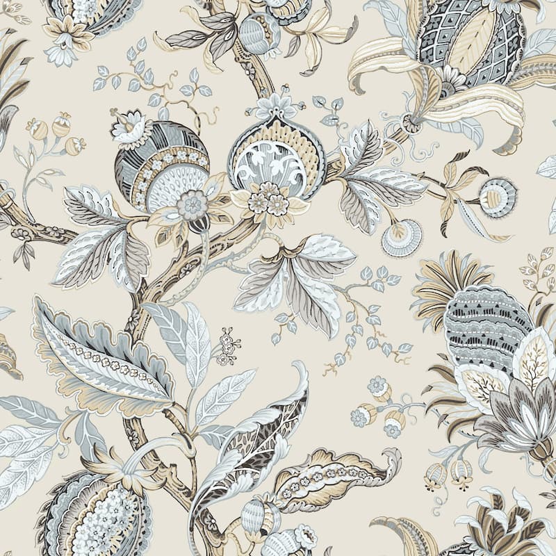 Galerie Wallcoverings Cottage Chic Botantical Floral Leaves ECODECO Material Matte Wallpaper Roll - 33 feet x 21 inches - Beige