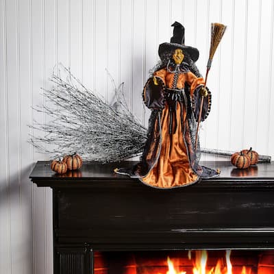 24" Resin With Fabric Haunted Witch