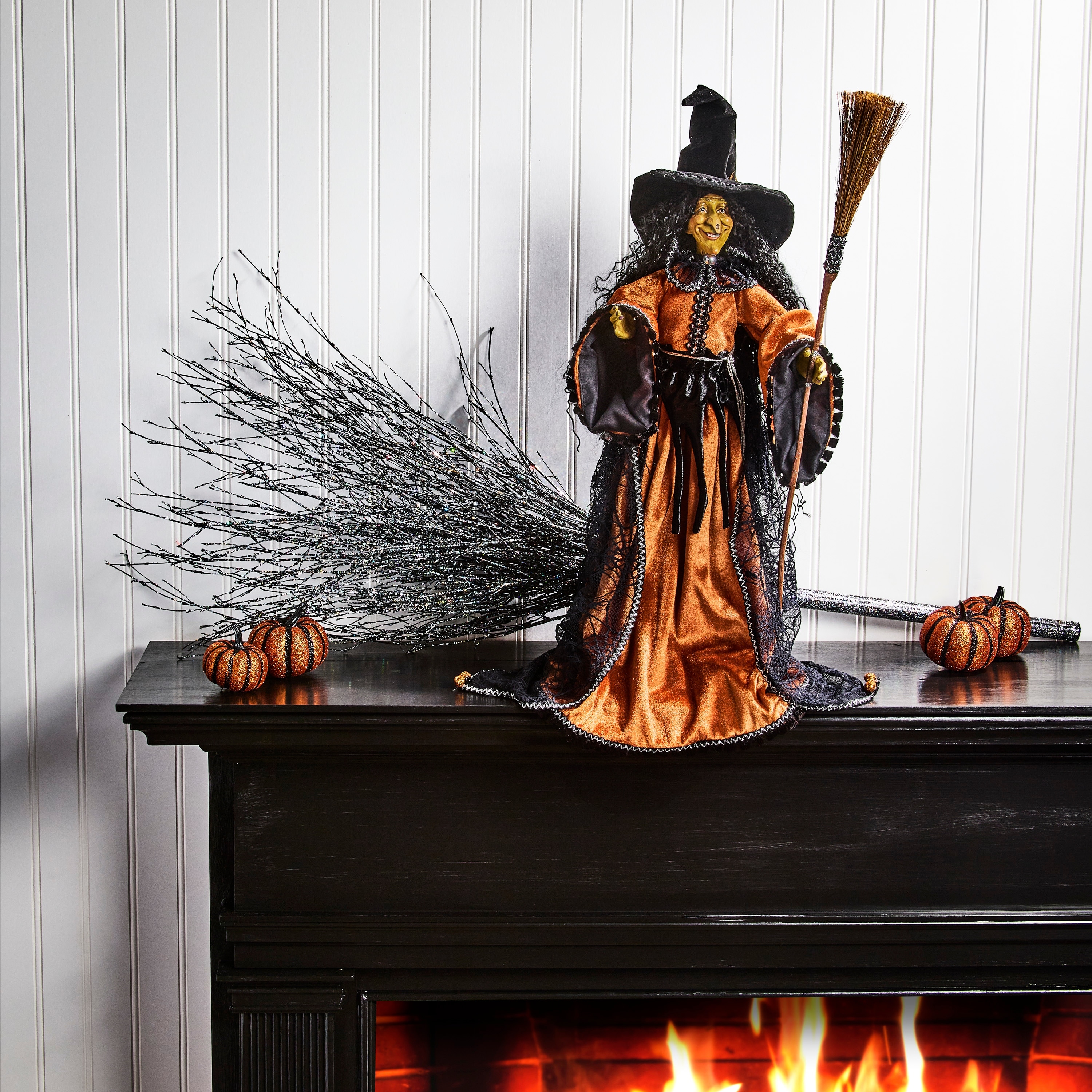 24" Resin With Fabric Haunted Witch