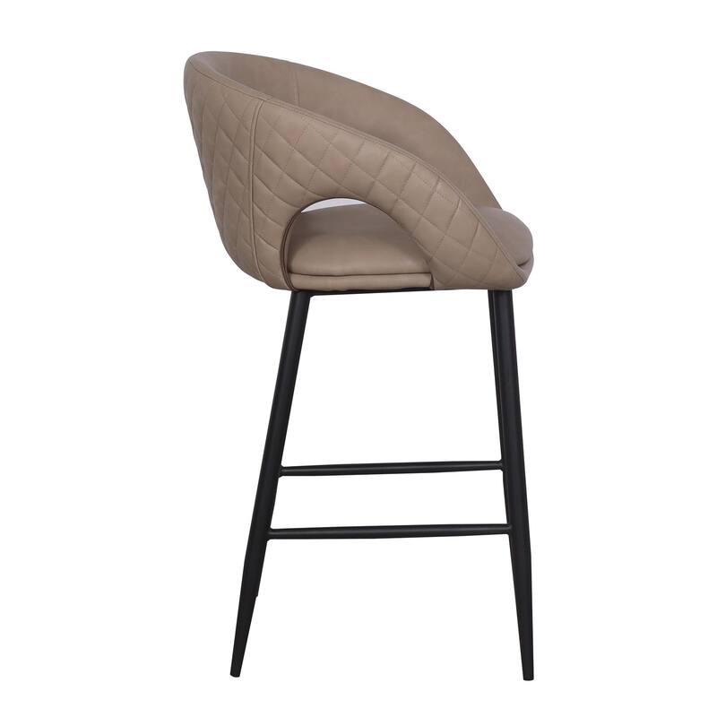 Counter Stool with PU Seat and Black Metal Legs (set of 2)