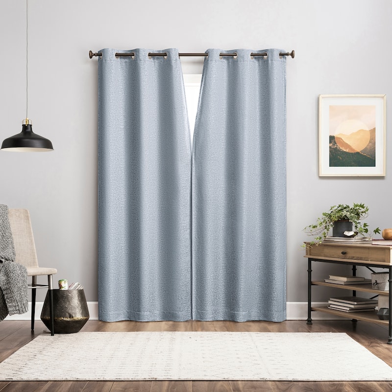 Sun Zero Serenity 2-Piece Abstract Magnetic Closure Total Blackout Grommet Curtain Panel Pair
