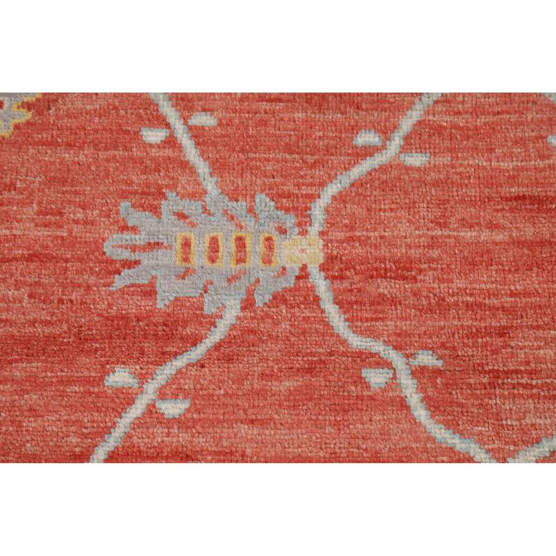 Vegetable Dye Oushak Turkish Rug Oriental Hand-Knotted Wool Carpet - 5'0"x 6'11"