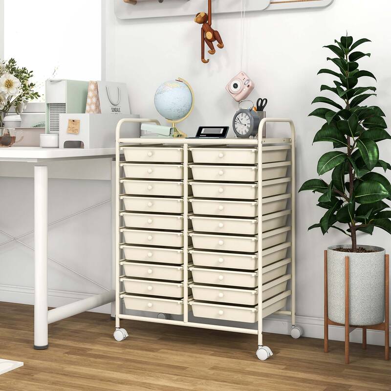 Costway 20 Drawers Rolling Cart Storage Scrapbook Paper Studio - See Details