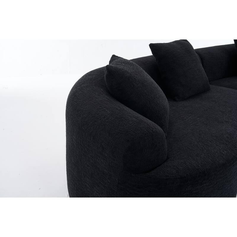 Modular Curved Sectional Sofa, Full Compression 4-Seater Foam Couch, Chenille Boneless Cloud Sofa for Living Room, Bedroom