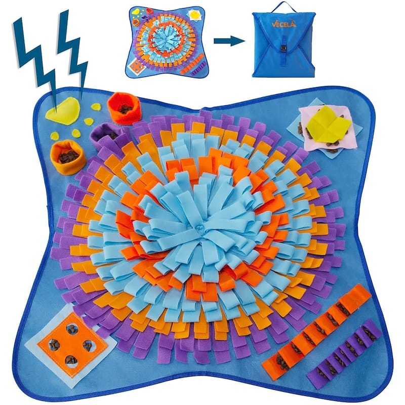 28.3" Pet Snuffle Foraging Mat, Dog Mental Puzzle Interactive Stimulation Toys for Smell Training and Slow Eating - N/A - Blue