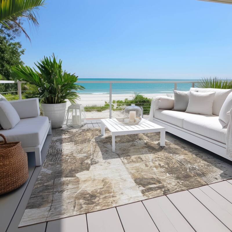Tane Graceful Floral Weather Resistant Classic Meets Modern Outdoor Rug