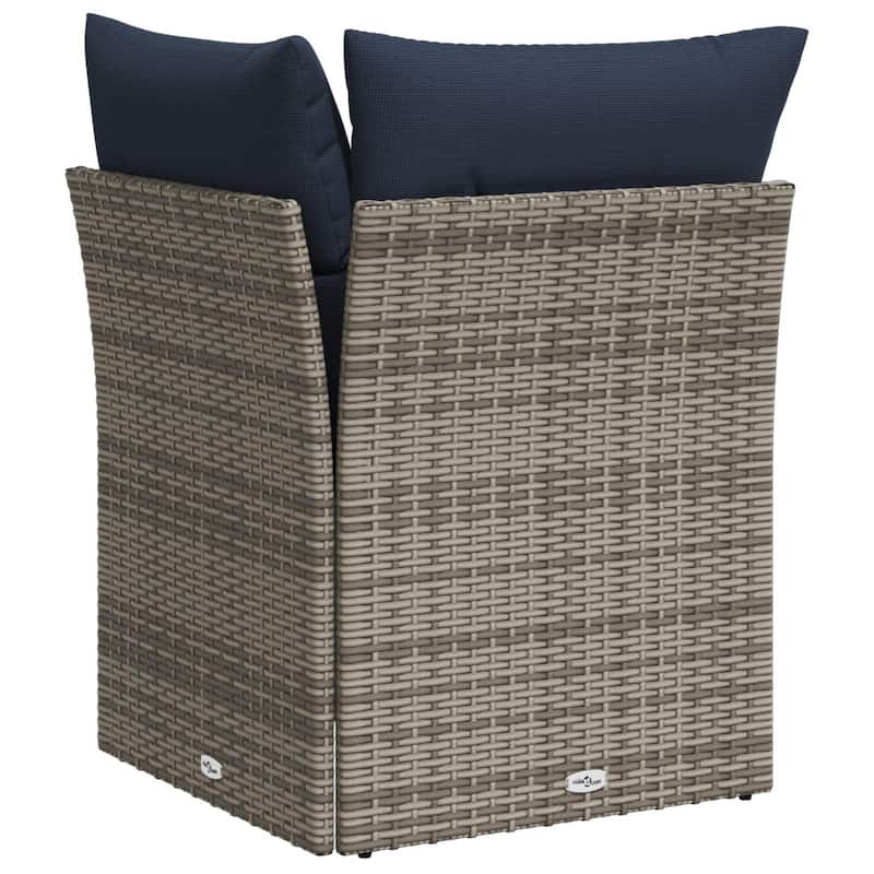vidaXL Patio Sofa with Cushions Outdoor Seating Poly Rattan Black/Gray/Brown