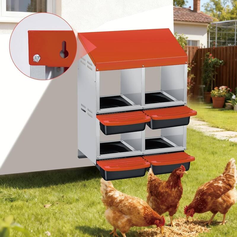 2 Tier 4 Holes Egg-Laying Boxes Nesting Boxes for Chickens Coops