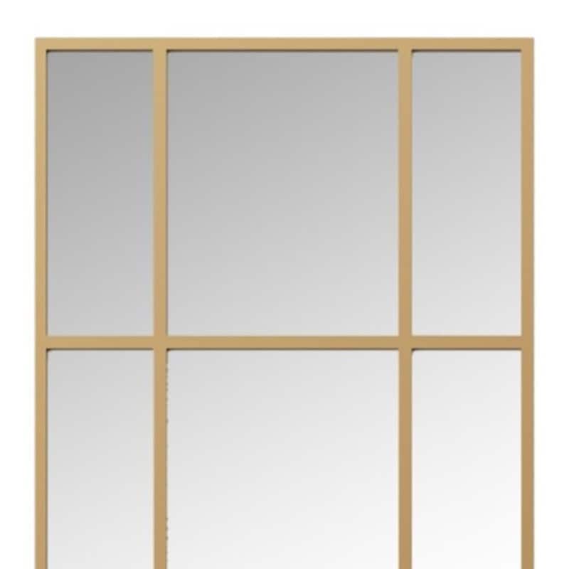 HomeRoots 63" Gold Iron Window Pane Geometric Framed Full Length Hanging Mirror - 24.00 in. x 63.00 in. x 0.78 in.