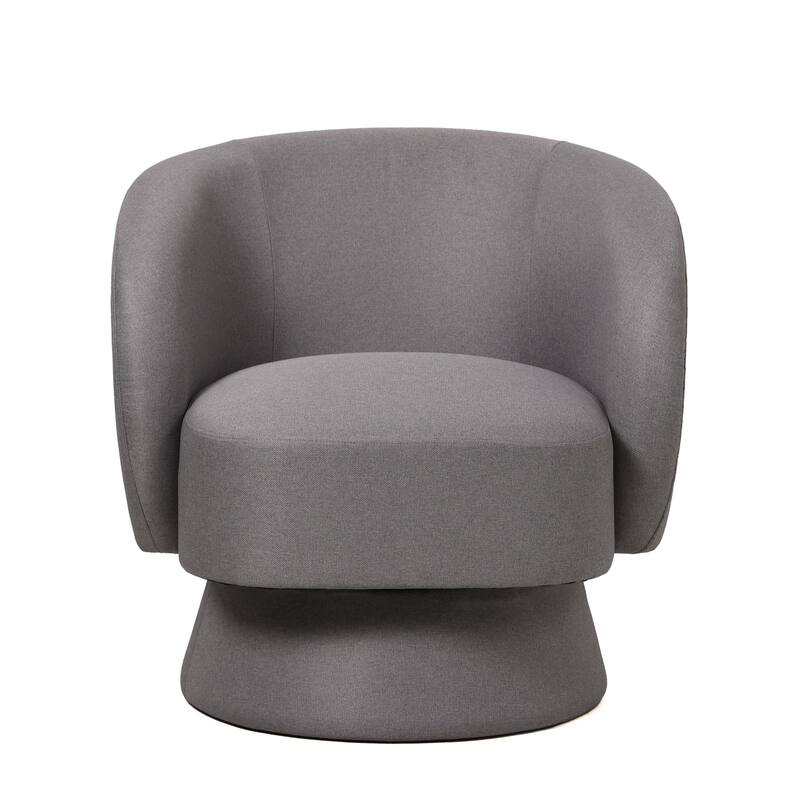 Raze Modern Teddy Bouclé Swivel Accent Chair - Comfy Curved Barrel Armchair for Living Room, Bedroom, or Nursery