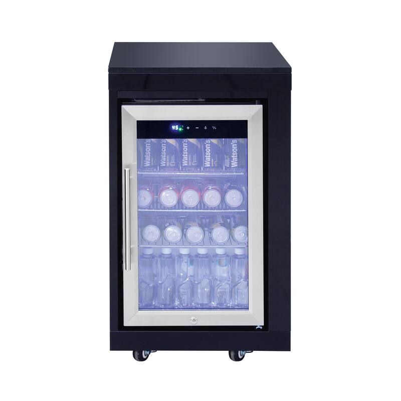 GDFStudio Xaviron Stainless Steel Outdoor Kitchen Island Grill with 4 Burners, Rotisserie and Refrigerator