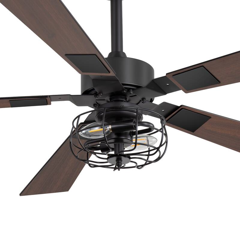 48-inch Reversible Wooden 5-Blades Ceiling Fan with Remote Light