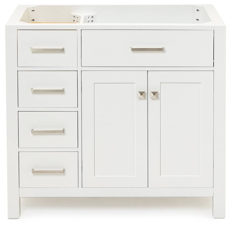 Ariel H036S-R-BC Bristol 36" Single Free Standing Right Offset Vanity - White - Colored