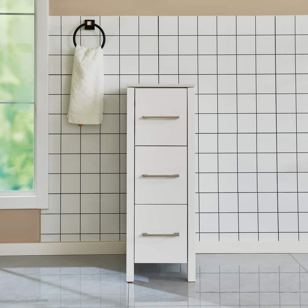 Vanity Art 12-Inch Bathroom Vanity Cabinet 3 Drawer Side Storage Organizer Freestanding Single Vanity Bedroom/Bathroom/Entryway