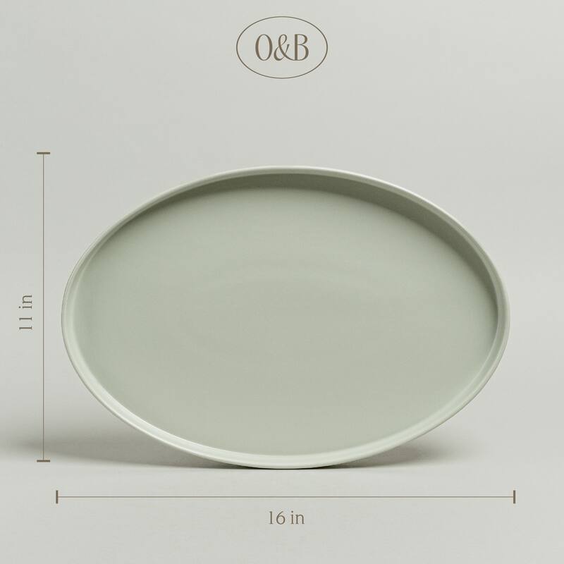 over&back Stackable Semi-Matte Stoneware Oval Serving Platter