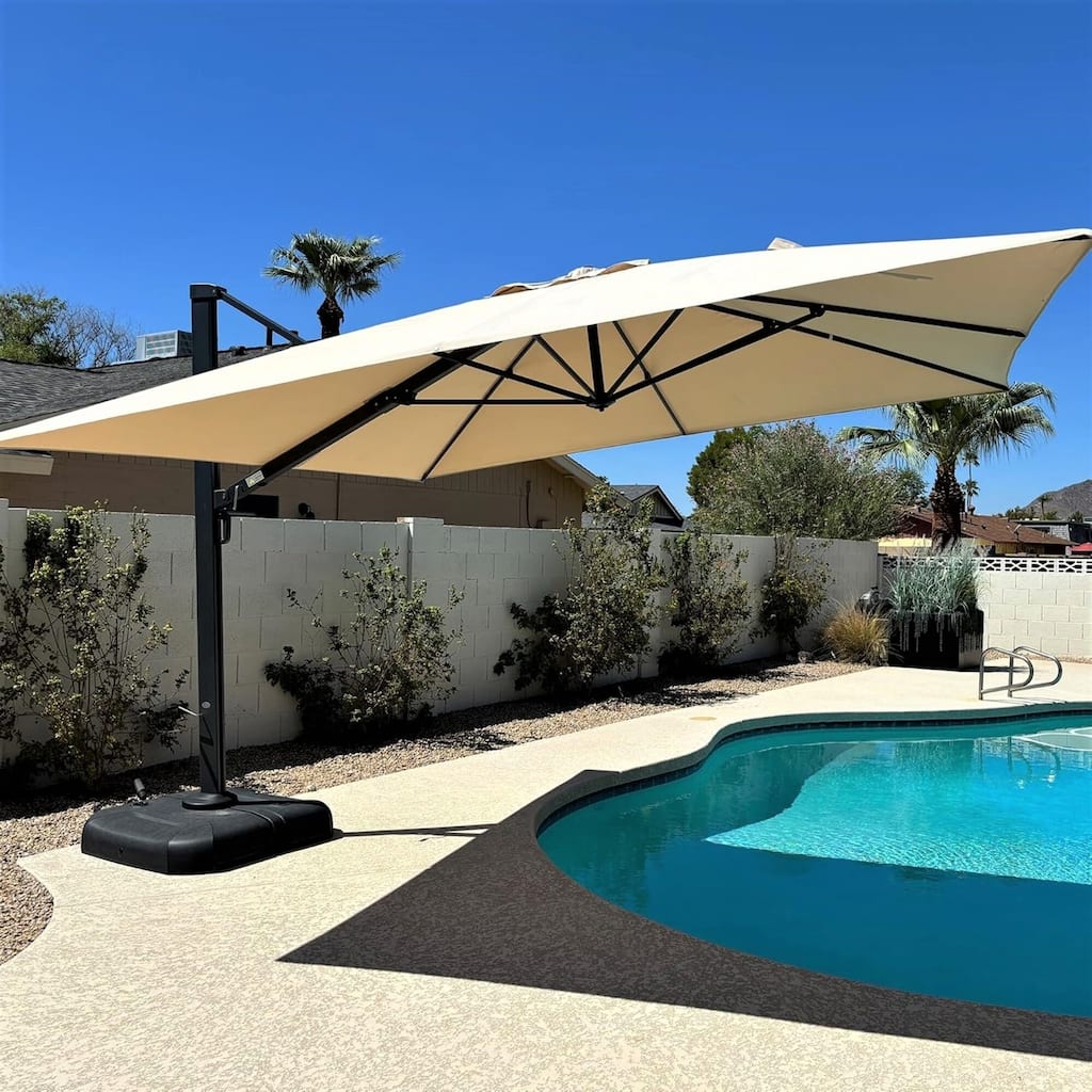PURPLE LEAF Extra Large Premium Patio Cantilever Offset Umbrella With Base