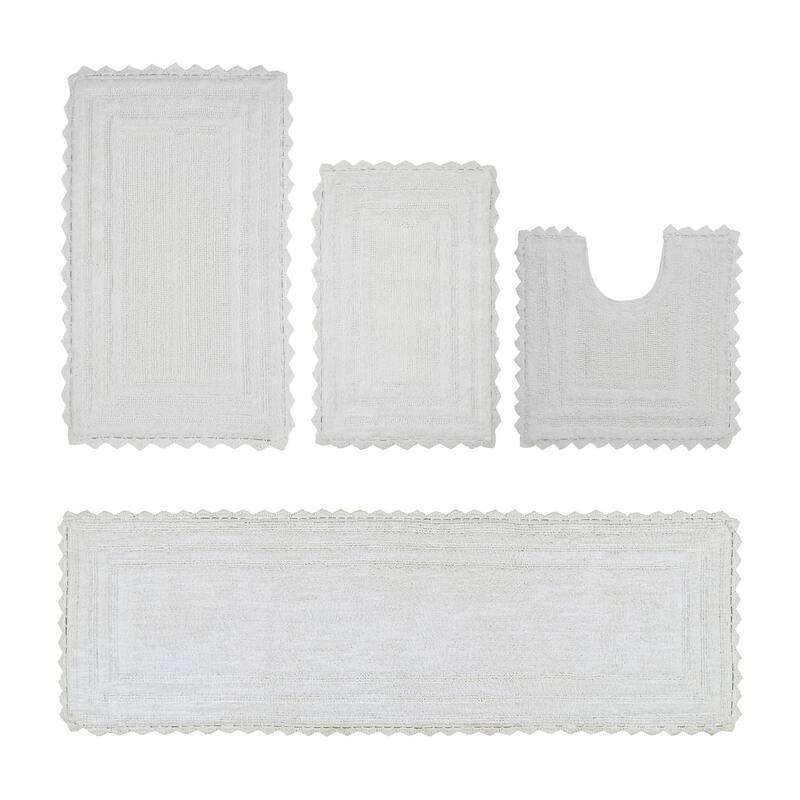 Better Trends Bath Rugs Set 100% Cotton Soft & Water Absorbent Tufted Bathroom Rug for Shower, Sink Bath Mats Lilly Crochet