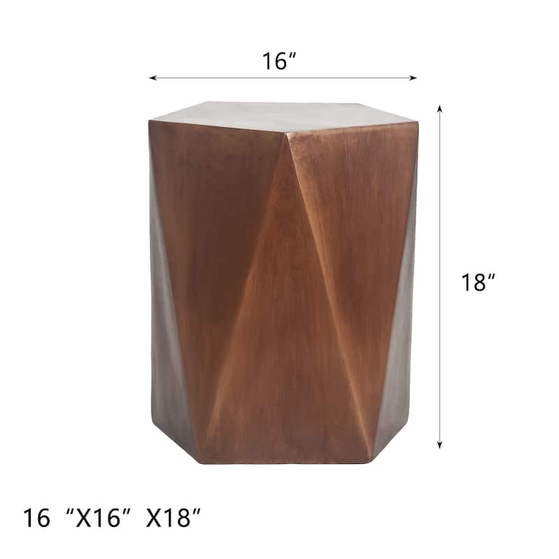 Adeco Modern Concrete Indoor Outdoor Hexagon Side Table