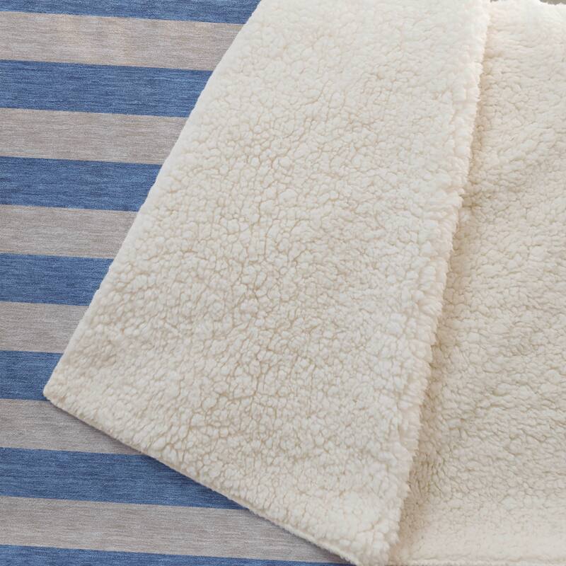 Premium Machine Washable Casual Stripes Sherpa Throw Blanket